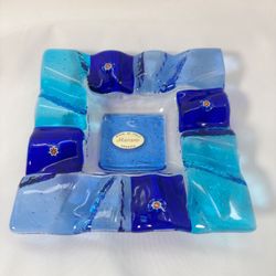 💙 Murano Fused Glass Dish — Blue Millefiori • Made in Italy