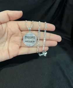 925 Sterling Silver Men Apostles Last Supper Ultima Cena & Figaro Chain