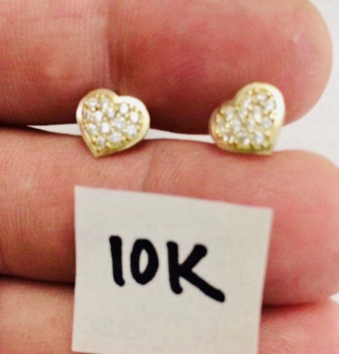 10K Solid Gold Earrings CUBIC ZIRCONIUM STONES For Wedding