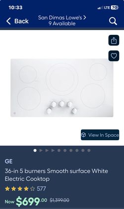 36 Inch GE Electric Cooktop NEW IN THE SEALED BOX