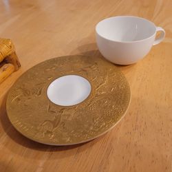 Gold Embossed Decorative Saucer Plate