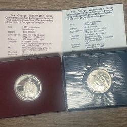 2x 1982 S GEORGE WASHINGTON 50C - 90% silver