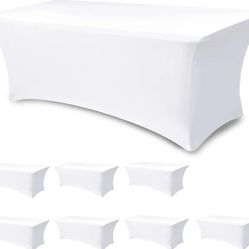 New 8 pack white Spandex Tablecloth 6ft