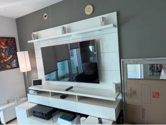 White Gloss Floating TV Wall Unit – 84x67x15