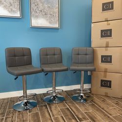 New 3 Gray Bar Stools 