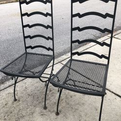 Vintage 80s Postmodern Art Deco Wrought Iron Chairs 