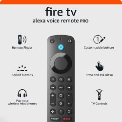 Geninue Amazon Fire TV Alexa Voice Remote Pro with remote finder, TV controls, and backlit buttons