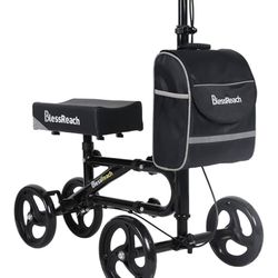 BlessReach Economy Knee Scooter Steerable Knee Walker for Foot Injuries Compact Crutches with Dual Rear on-Wheel Brake and Shock Absorption Under The 