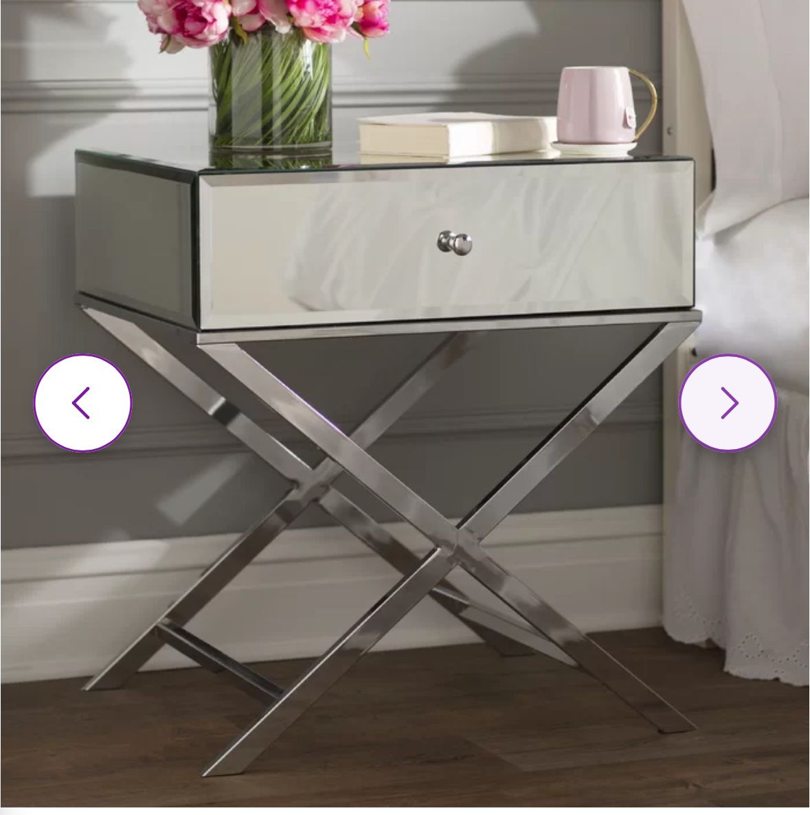 Mirrored Glass End Table 