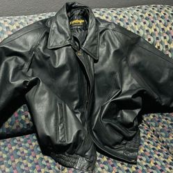 Vintage Leather Bomber Style Jacket 