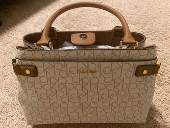 Calvin Klein Signature Satchel Purse White