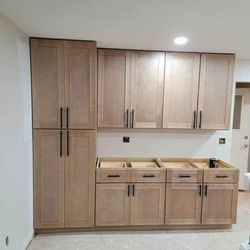 Best Price For Contractors ⭐High Quality Oak Honey White Blue Gray Shaker Style Kitchen Cabinets In Stock