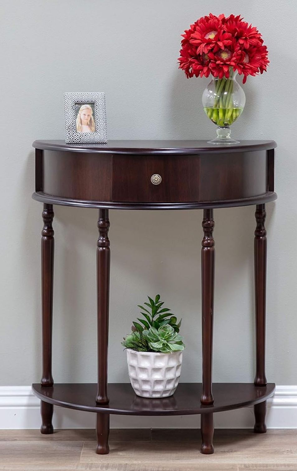 Frenchi Furniture Table, Espresso, 11.6 in x 23.7 in x 28 in