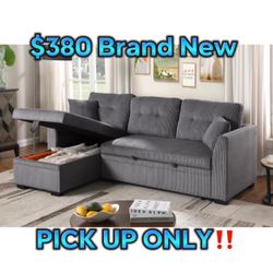Dark Gray Corduroy Sofa Bed Sectional Couch 🛋️ Brand New In Box 📦 $380 Pick Up Only ‼️