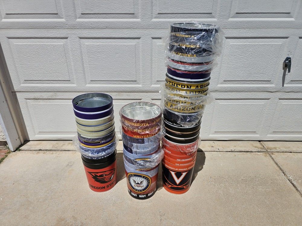 New College, Navy & Air Force, And Professional Football Sports Decoration Popcorn Tins Waste Baskets Contaners Beer Buckets Man Cave Or For Resale
