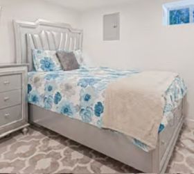 Bed set with led lights and a mirror dresser