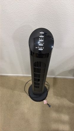 Cascade Black Tower Fan with Timer and Speed Settings