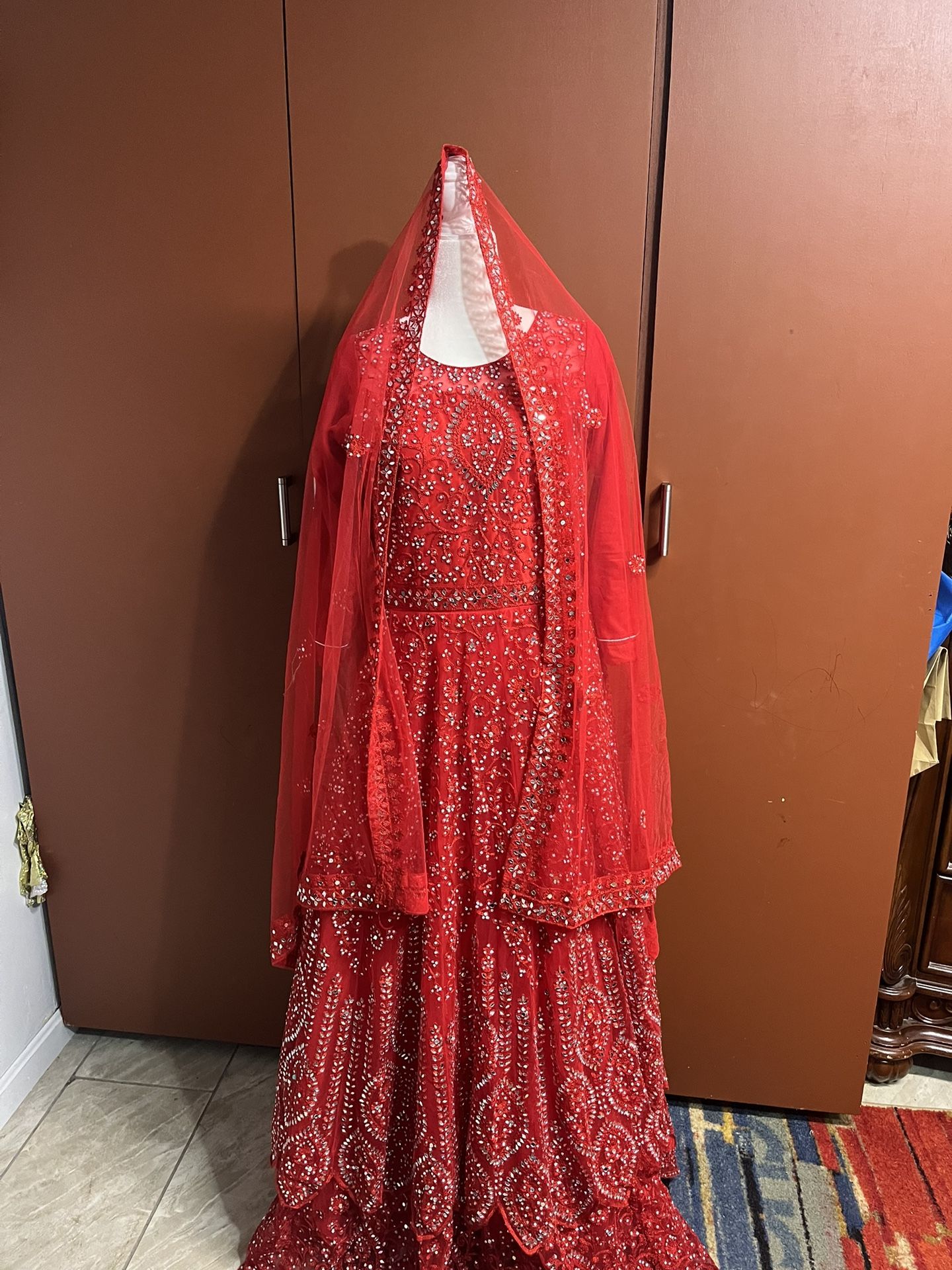 Red Pakistani Maxi Wedding wear