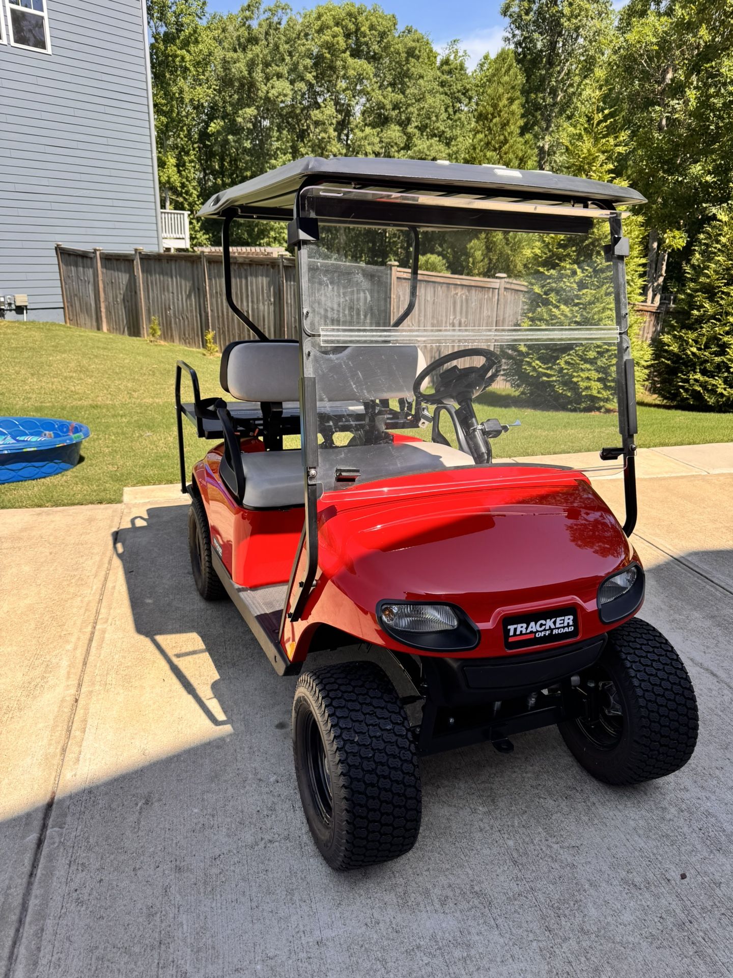 2020 Flame Red LS2 Off Road Tracker Golf Cart. Road Ready