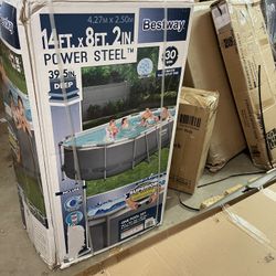 Bestway Power Steel 13.91' x 8.2' x 39.5" Oval Frame Pool Set