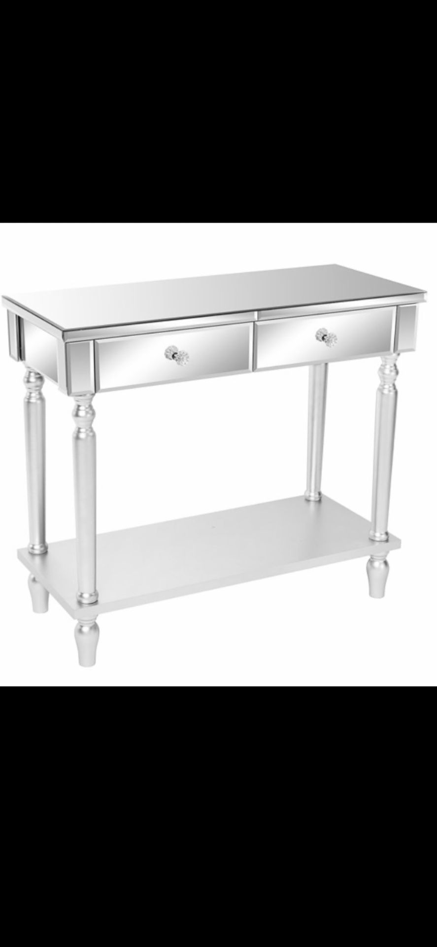 Mirrored Console Table/Vanity Table with 2 Drawers and Shelf