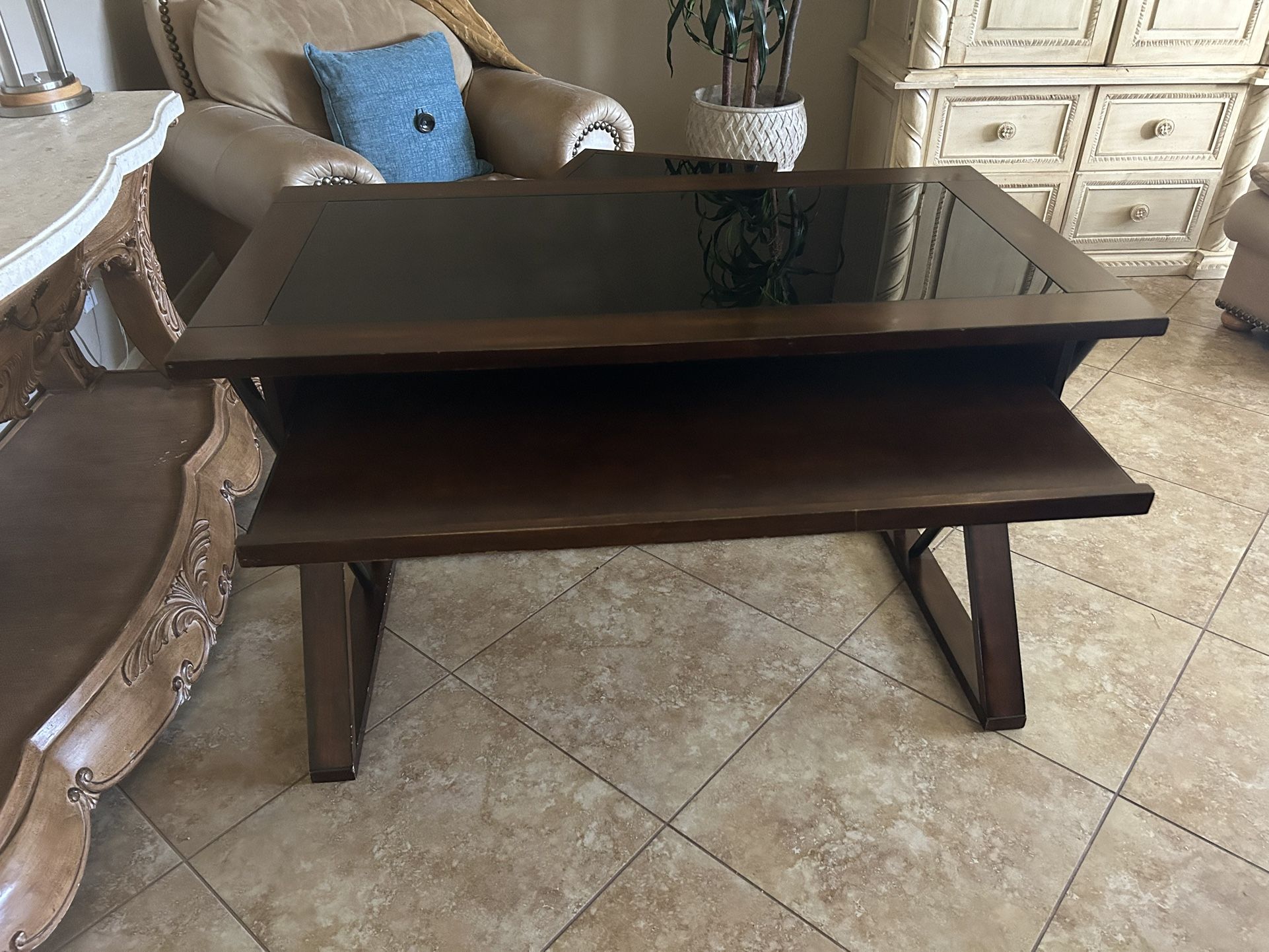 Classy Sleek Desk With Smoked Glass Inlays And Matching Filing Cabinet On Casters $45 (Shea & Rt 51)