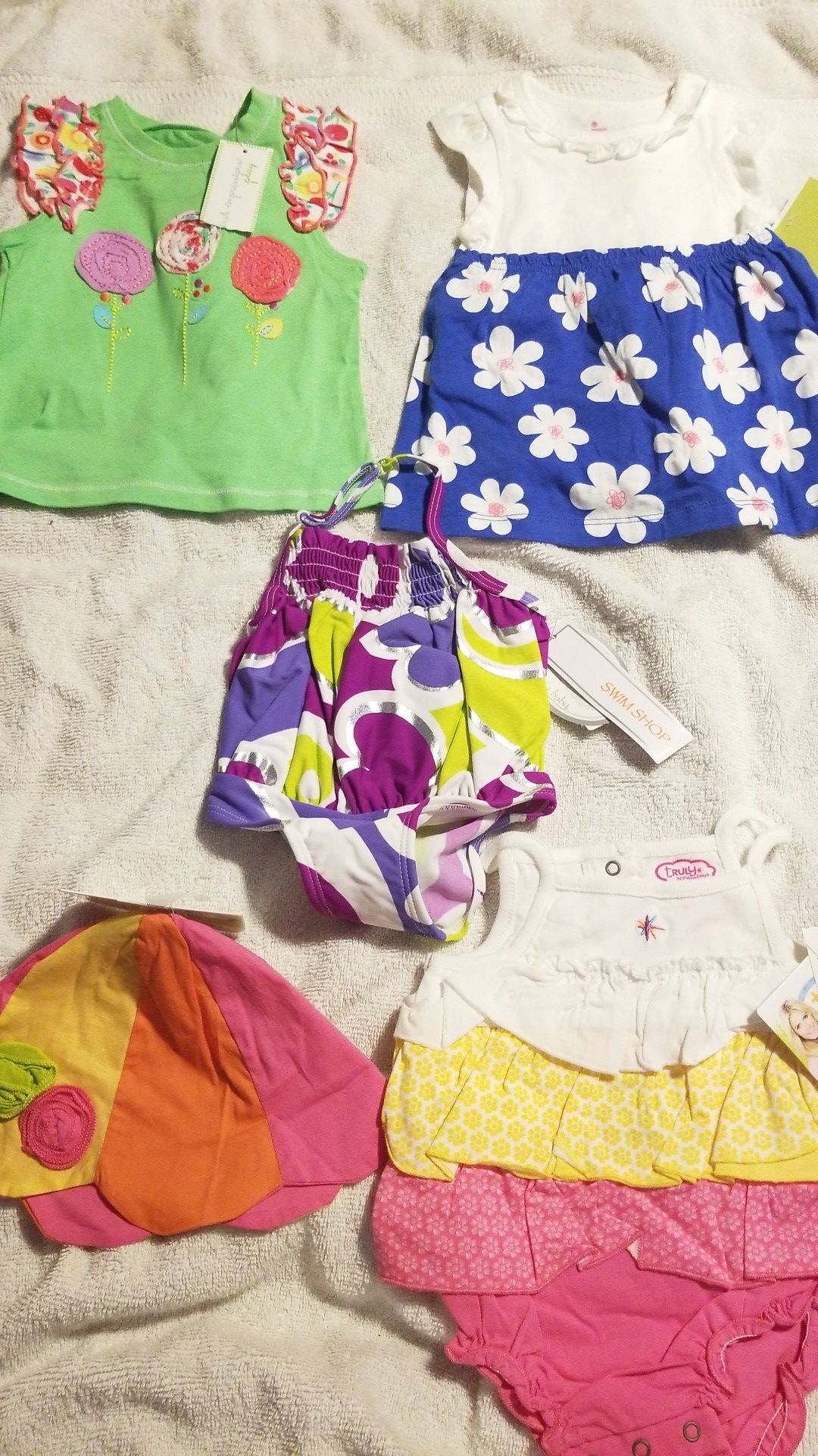 New size 6M 6 months baby girls summer lot swimsuit dress sun hat bloomer onesie top nwt gift Macy's