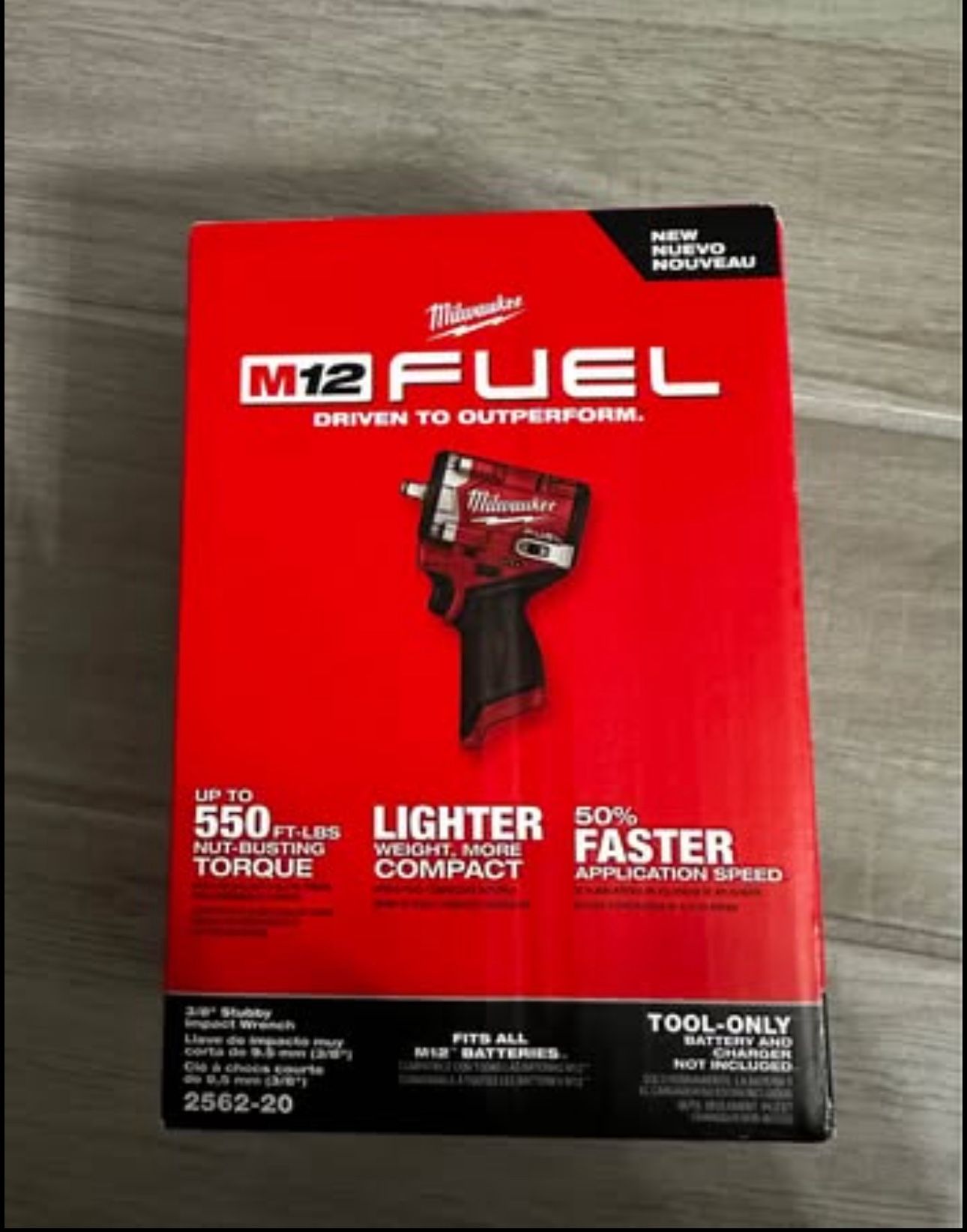 Milwaukee M12 FUEL Stubby 3/8 in. Impact Wrench. 550 ft  BRAND NEW