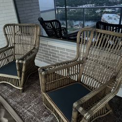 Pair of Oversized Outdoor Rattan Chairs 