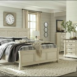 Bolanburg Antique White Panel Bedroom Set /Queen and King Bed 2009