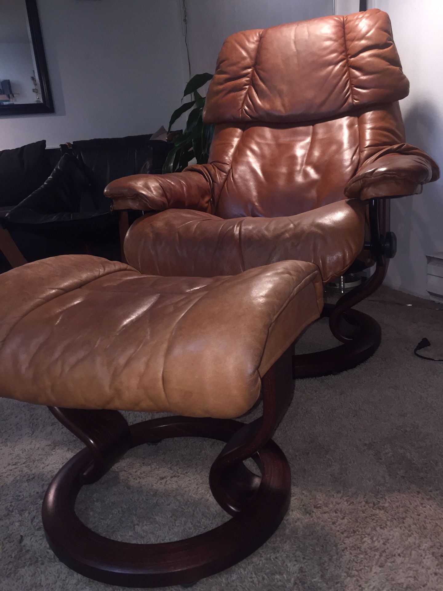 Ekornes “Reno” Recliner and Ottoman