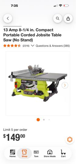 Ryobi 8-1/4 in. Compact Jobsite Table Saw