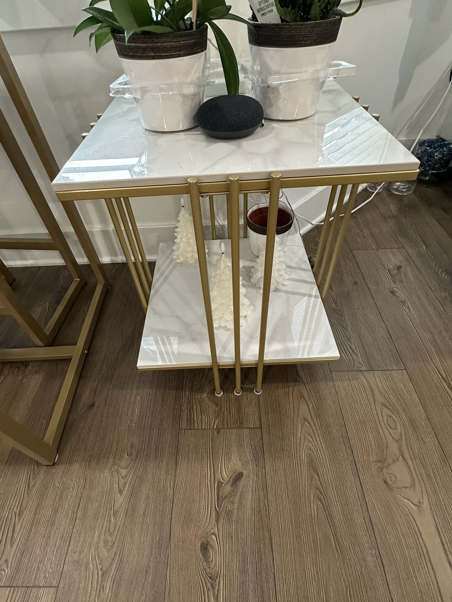 Real Marble And Metal End/side Table