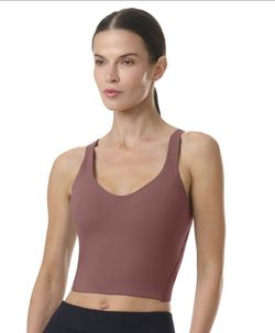 New Avia Women's Lightly Lined Cami Bra Soft Nylon Spandex Blend Racerback Smoky Rose Size: L