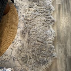 Gray Faux sheepskin 2‘ x 6‘ area rug