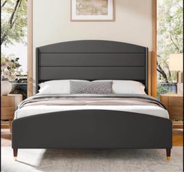 Cozy Castle Queen Size Bed Frame with 50.4" High Wingback Headboard Velvet Upholstered Bed/No Box