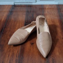 AGL Attilio Giusti Leombruni Soft Leather Studded Pointed Toe Slip on Flats EU38