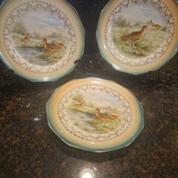 Set of 3 Vintage Sterling China Bird Plates (8”)
