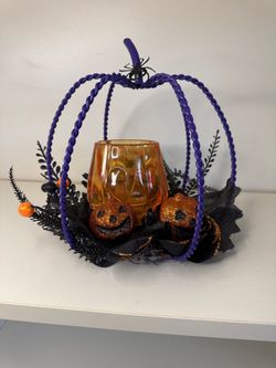 Halloween Pumpkin Candle Holder Centerpiece