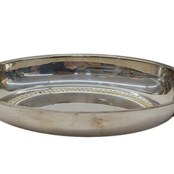 Vintage Silver Plate Art Deco Style 11" Oval Serving Bowl with Handles
