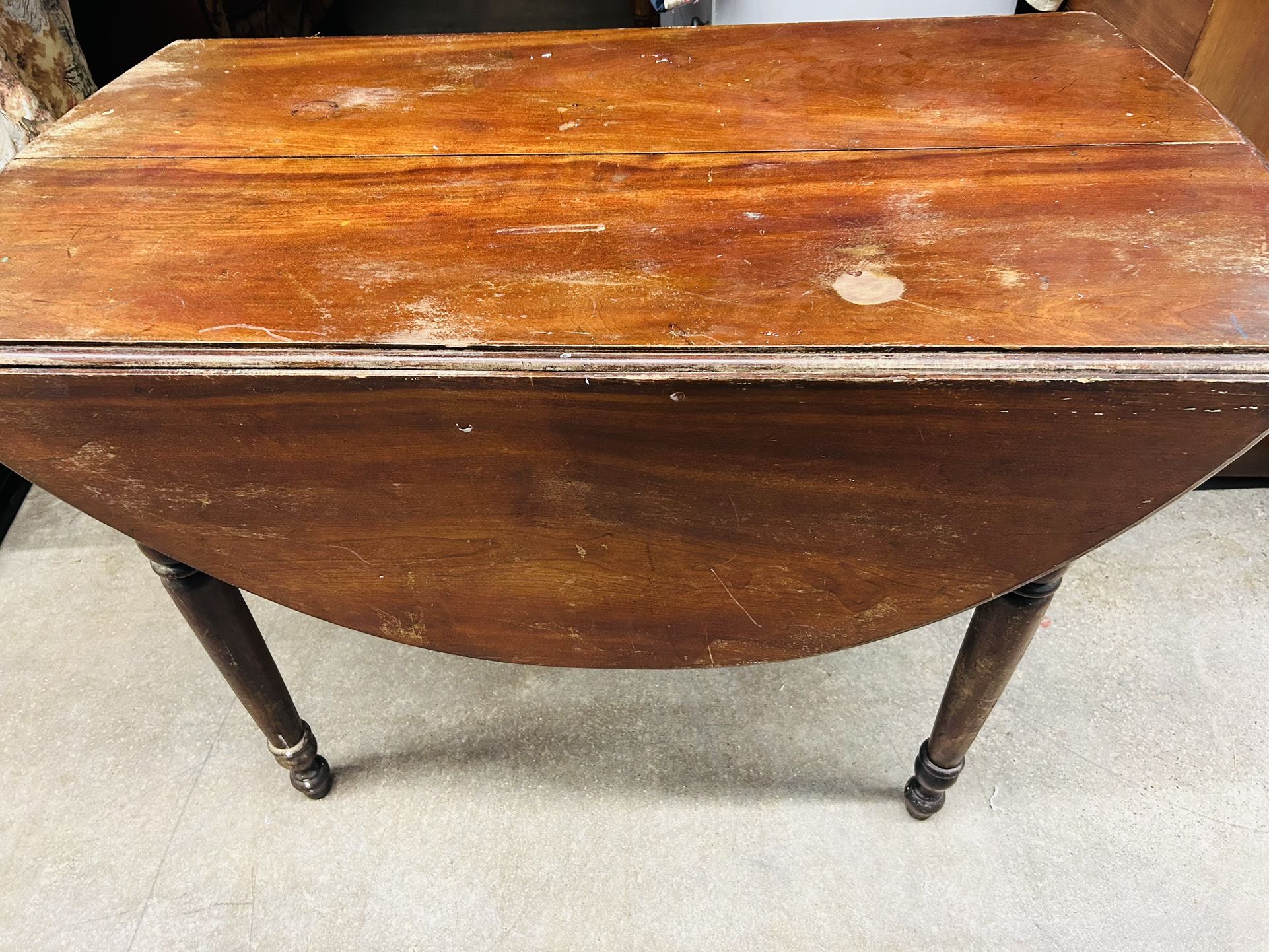 Antique Solid Wood Drop Leaf Primitive Table