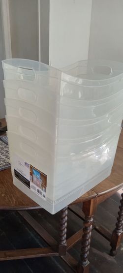 $15 for 5 large plastic bins 15"w x 10"d x 10"h