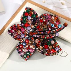 Multi-colored Rhinestones Crystal Flower Hairpin Hair Pin Clip Gift