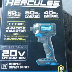 Hercules 20 Volt Quarter Inch Compact Impact Driver Tool Only Vermont Price New In The Box