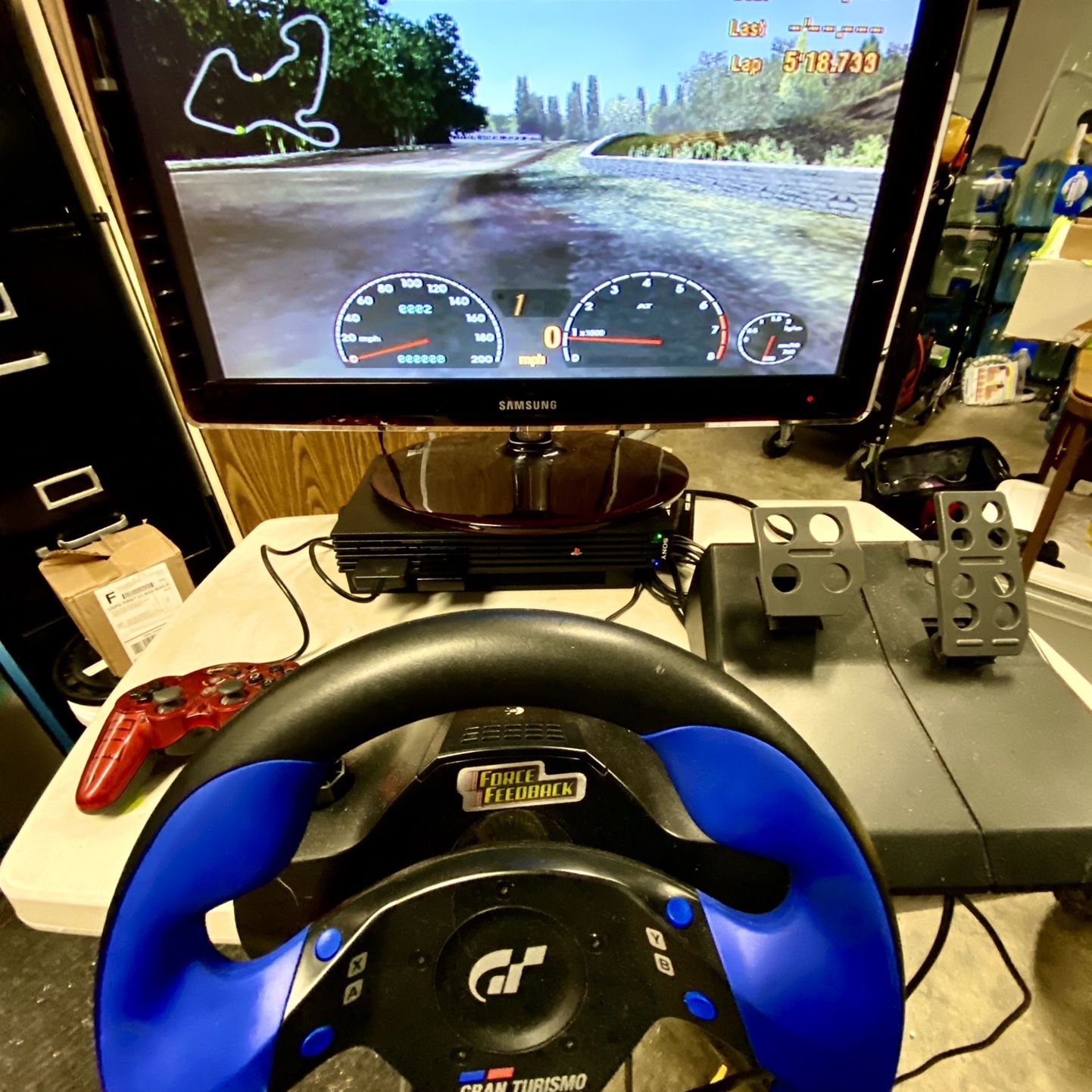 Ps2 With Logitech F/F Steering Wheel And Samsung