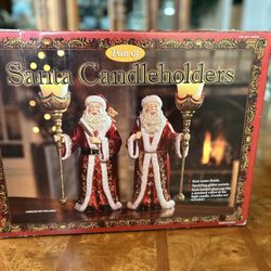 Vintage Christmas Santa Candle holders 12.25 Inch High 
