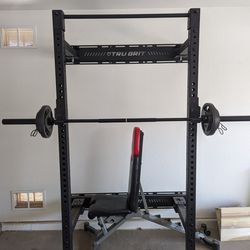 Folding Squat Rack with Bench and Weights