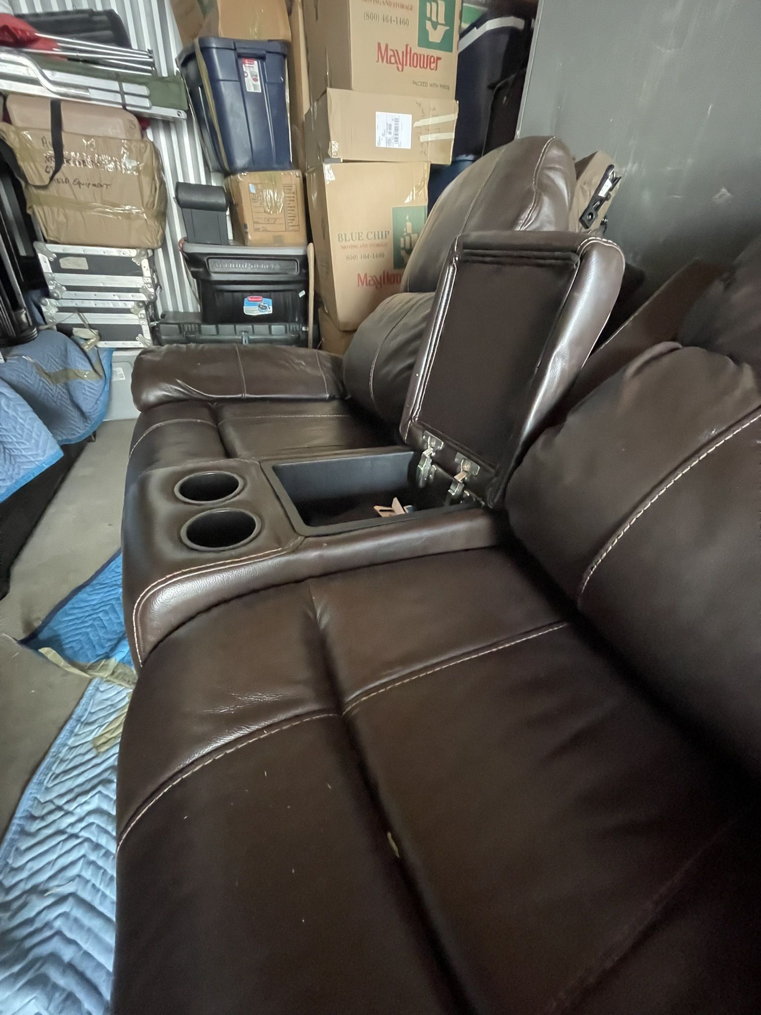 Leather Power Reclining Sofa & Loveseat Set – Great Condition!