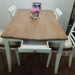 Solid Wood Dining Set Table + Chairs Farmhouse Style