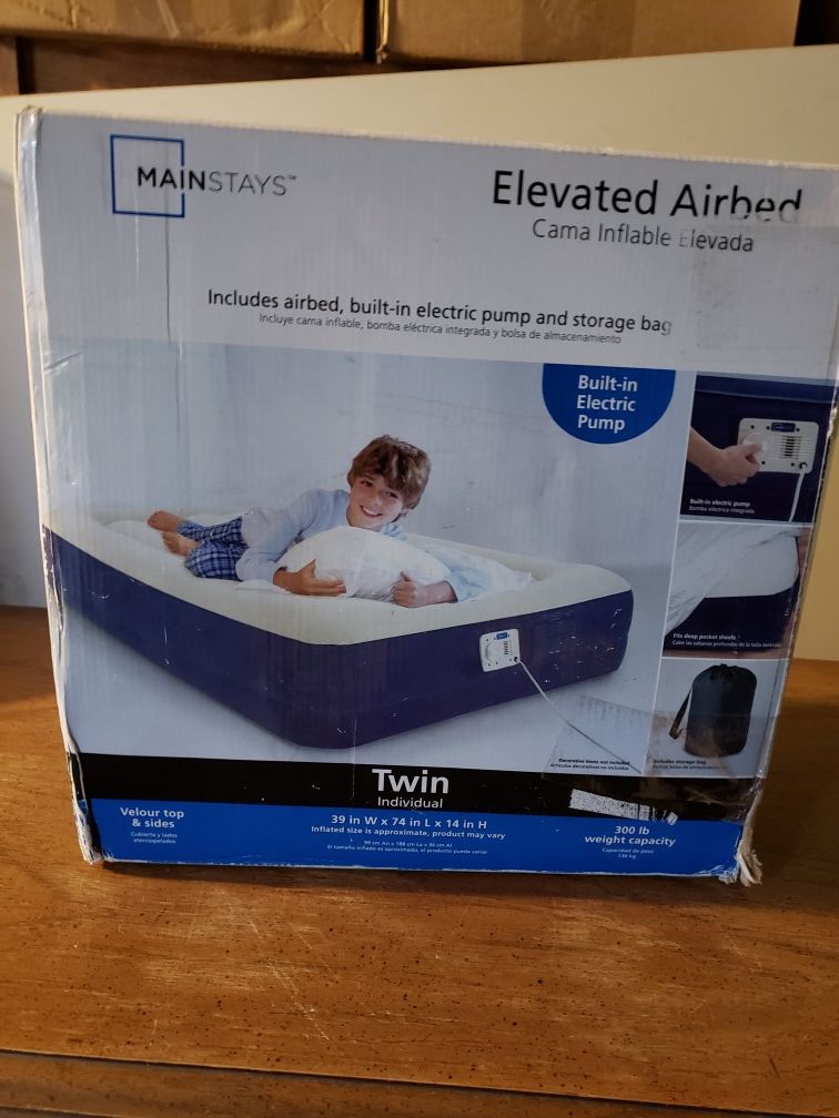 Twin air mattress with built in pump, and twin bedding sheets/pillow case set